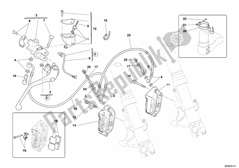 All parts for the Front Brake System of the Ducati Superbike 749 R 2005